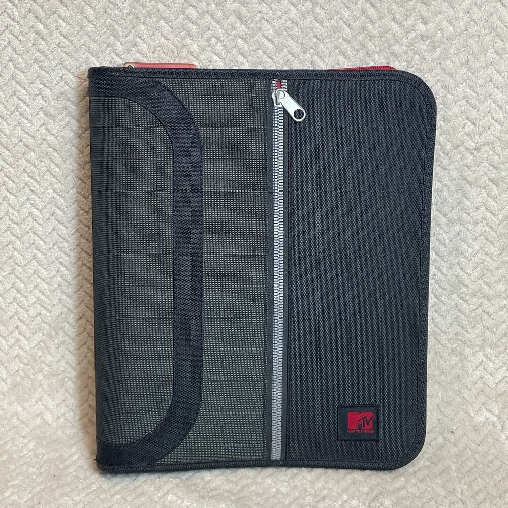 Vintage Y2K MTV‎ 3-Ring Black Red Zip Binder Trapper Keeper Nostalgic Novelty
